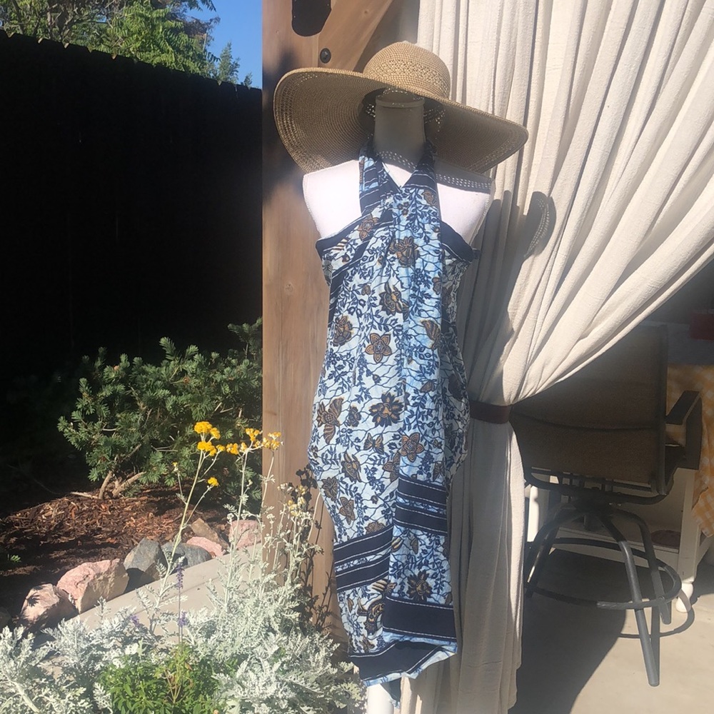 Bluebird & Floral Batik Sarong Dress/skirt